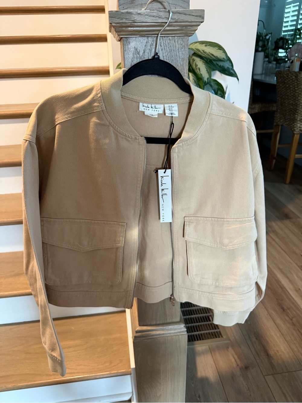 Nikole Miller Sand Utility Bomber Jacket